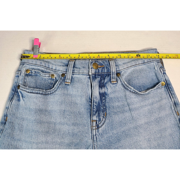 J CREW 90's Classic Straight Leg Jeans 26 High Rise Blue Light Wash 28 Inseam - Picture 9 of 11